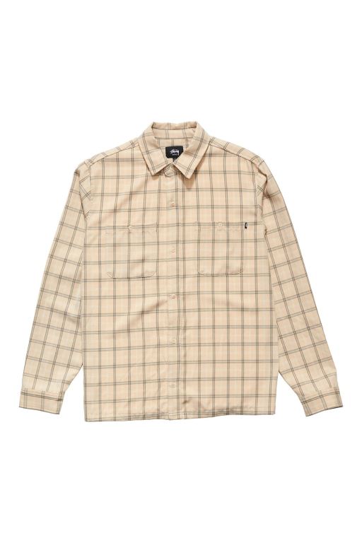 Stussy Mens Mellow Check LS Shirts Yellow - JSEWB2609